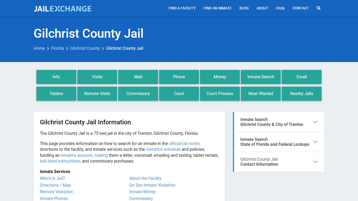Gilchrist County Jail, FL Inmate Search, Information