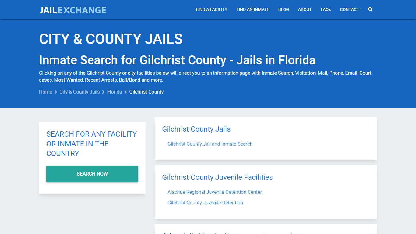 Inmate Search for Gilchrist County | Jails in Florida - Jail Exchange